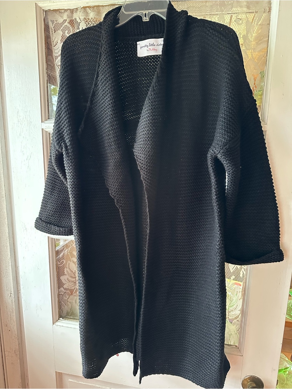 PrettyLittleThing Black Open Cardigan Knit Coatigan